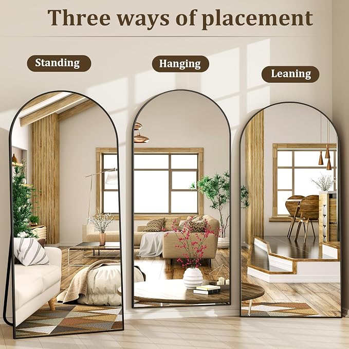 XRAMFY 86"x40" Arched Full Length Mirror Floor Mirrors - Image 7