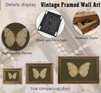 Vintage Gold Framed Wall Art Retro White Butterfly Canvas Print Dark Green - Image 4