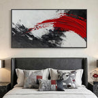 Extra Large Framed Red Black and White Abstract Wall Art - Image 3