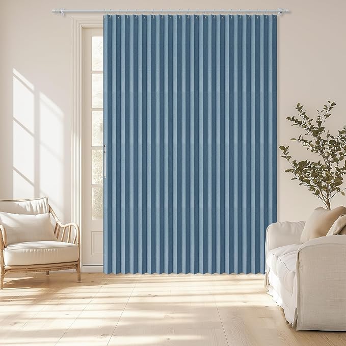 AJAZZ Blackout Accordion Door Curtain 98"x106" Blue - Image 9