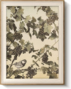 VIYYIEA Framed Wall Art for Living Room, Vintage Bird on Berry Branch Canvas by VIYYIEAART