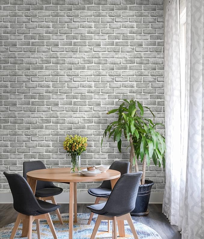 Guvana Grey Brick Wallpaper Peel and Stick Wallpaper 3D Brick Contact Paper - Image 3