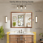 48x36 Inch Bathroom Mirror for Wall, Anti-Rust Walnut Wood Grain Metal Framed - Image 2