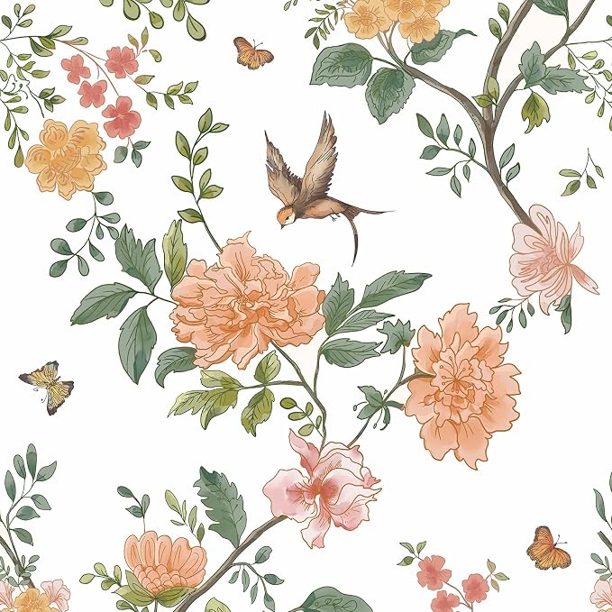 Froluya Floral Peel and Stick Wallpaper Vintage Floral Contact Paper 16.9” x by Froluya