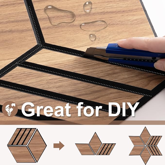 Mollywell Acoustic Panels, PVC Wood-Grain, 14x12 Inch Hexagon Carved Sound - Image 4
