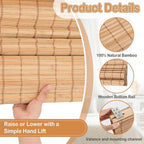 2 Pcs Cordless Bamboo Roman Shades - Image 3