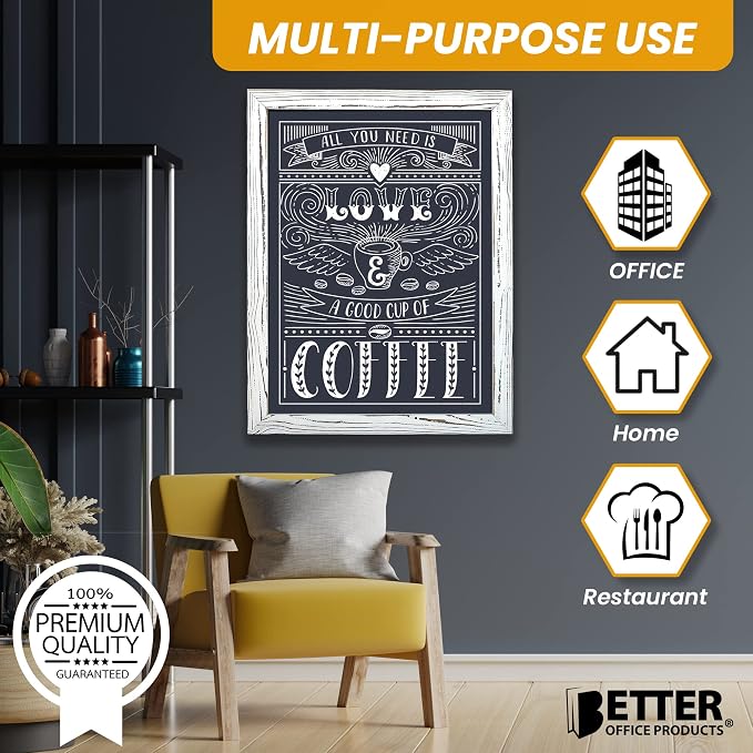 Better Office Products Magnetic Wall Chalkboard, Large Size 18" x 24", Rustic - Image 6