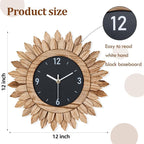 Honiway Wall Clock Battery Operated 12 in Rustic Wood Boho Sunburst Decorative - Image 5