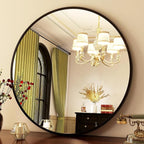 HARRITPURE Round Mirror 19.6 Black Wall Mounted Circle Mirrors Vanity Mirror - Image 8