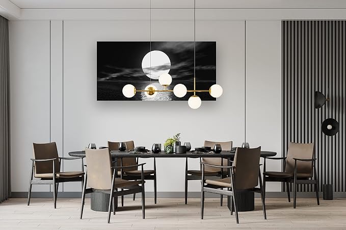 Cao Gen Decor Art S06462 Wall Art Canvas Sea White Full Moon in Night Picture - Image 5