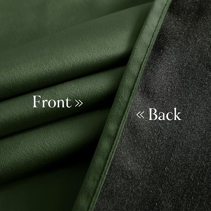 NICETOWN Olive Green Velvet Blackout Curtains 92 inch Long - Image 8