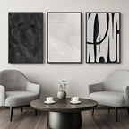 Large Framed Black and White Abstract Wall Art - Image 2