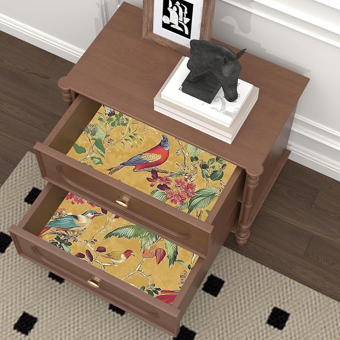 Vintage Floral Bird Wallpaper Peel and Stick, Boho Yellow Contact Paper - Image 8