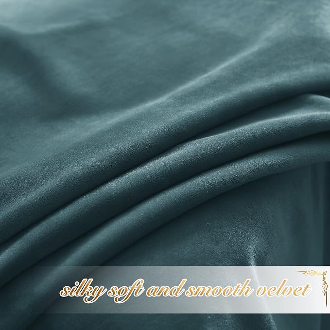 NICETOWN Greyish Blue Velvet Curtains 52" x 63", 2 Panels - Image 5