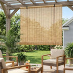 Bamboo Blinds Outdoor Patio, Natural Retro Reed Roll Up Shades - Image 2