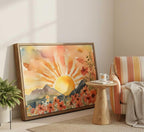 Framed Boho Sun Canvas Wall art Mid-Century Modern Abstract Bohemian Sunset in - Image 8
