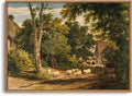 OIQArtOIQ Vintage Framed Wall Art Rural Farm Scene Canvas Art Prints by OIQArtOIQ