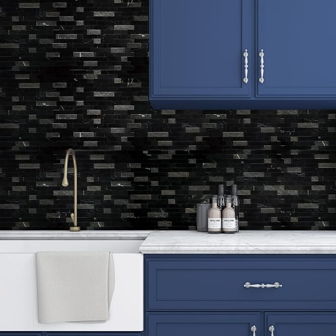 SUNWINGS 5-Sheet Peel and Stick Mosaic Natural 3D Stone Self Adhesive Marble - Image 7