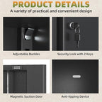 Garage Storage Cabinet with Wheels, Lockable Metal Storage Cabinet - Image 6