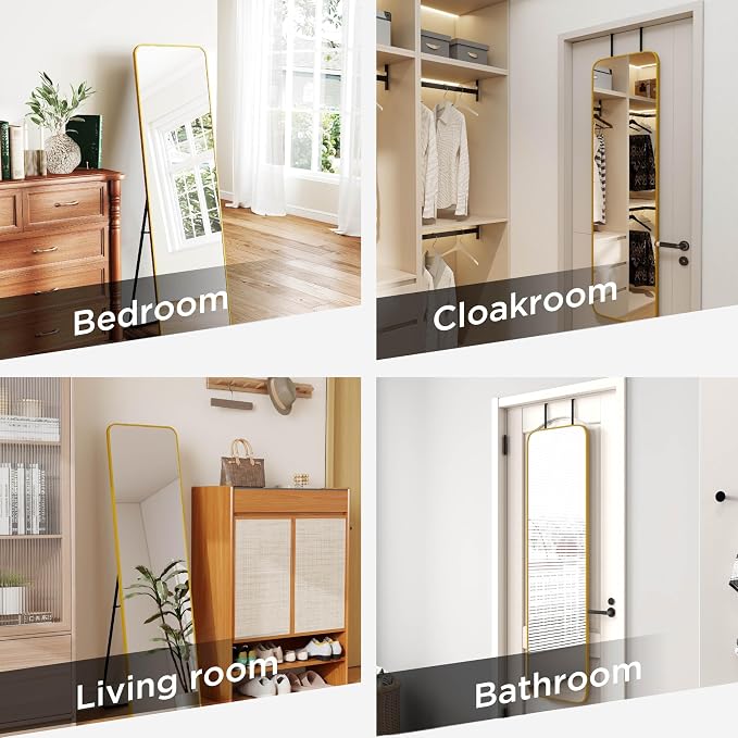 SCWF-GZ 57x16 Door Hanging Full Length Mirror, Floor Stand Wall Mounted Metal - Image 2