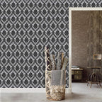 17.7" x 197" Peel and Stick Wallpaper Black Vintage Wallpaper Damask Contact - Image 9