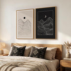Large Framed Black and Beige Neutral Abstract Wall Art - Image 2