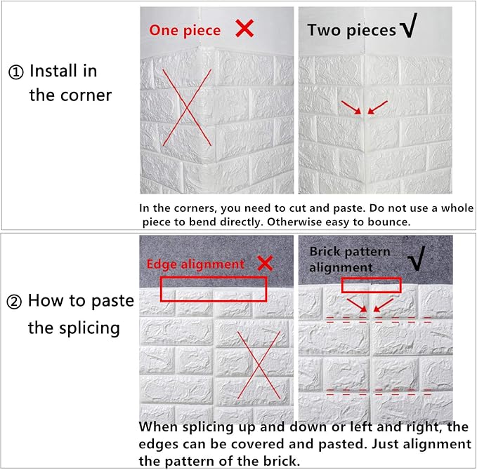 MYOYAY 10 Pcs 3D Wall Panels Peel and Stick 27.5 x 30.3 Inch White Brick - Image 5