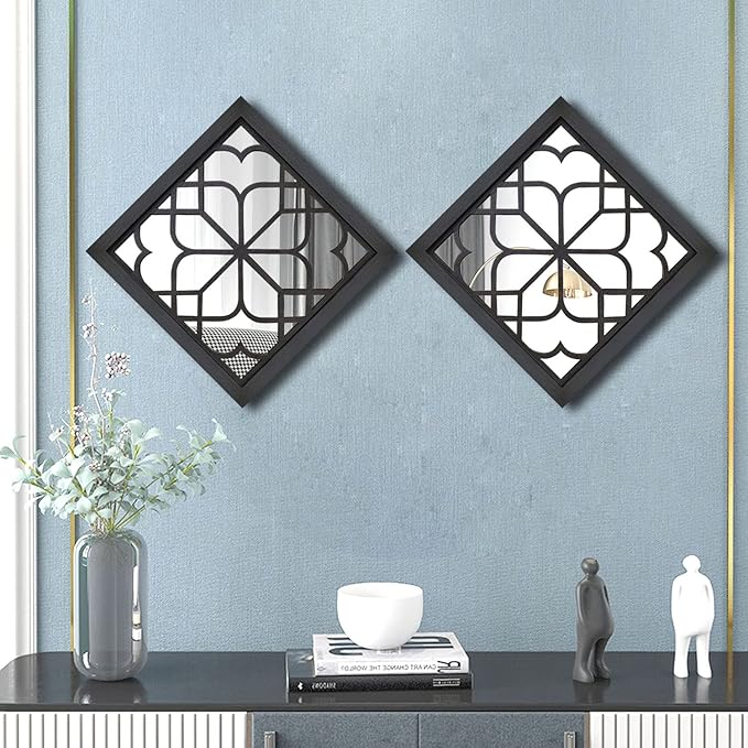 Wocred 2 PCS Square Wall Mirror, Gorgeous Rustic Farmhouse Accent Mirror - Image 2