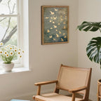 Framed Flock of Birds Canvas Wall Art, Vintage Minimalist Abstract Landscape - Image 7