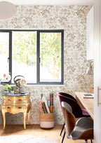 Erfoni 16.9" x197" Beige Floral Peel and Stick Wallpaper Boho Floral Leaf - Image 6
