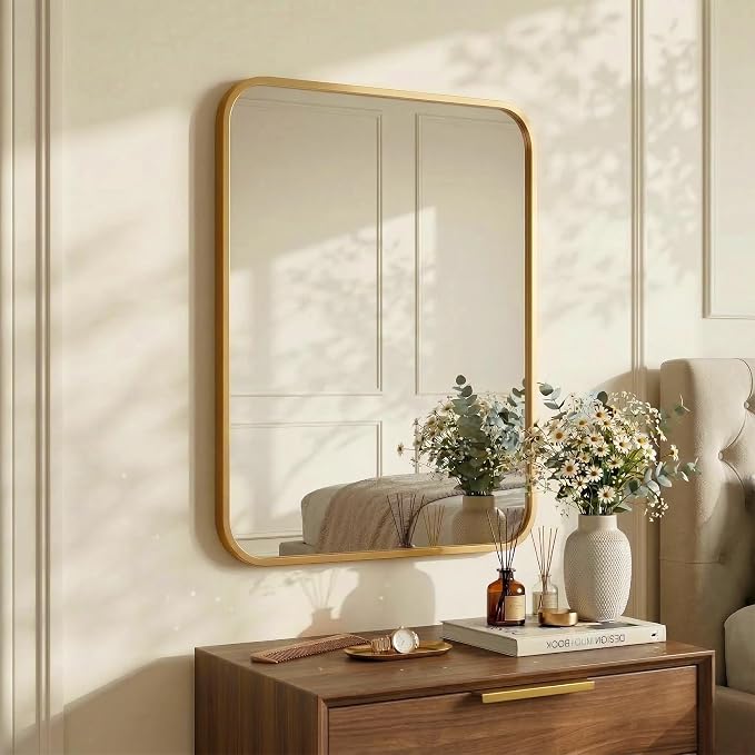 2-Pack 24x30 Inch Matte Gold Bathroom Vanity Mirrors | Flush Mount Deep Set - Image 7