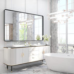 TETOTE 60 x 36 Inch Bathroom Mirror, Matte Black Metal Frame Modern Farmhouse - Image 8