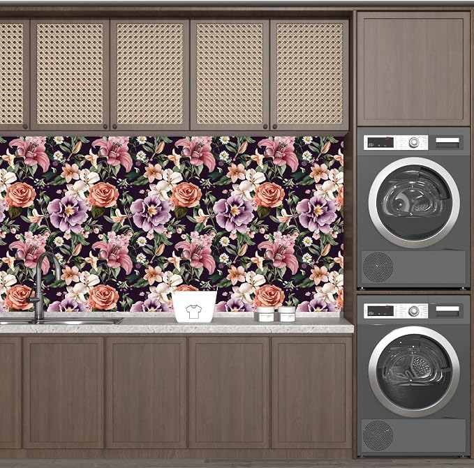 Laatse Purple Vintage Floral Wallpaper Peel and Stick Red Rose Peony Flowers - Image 8
