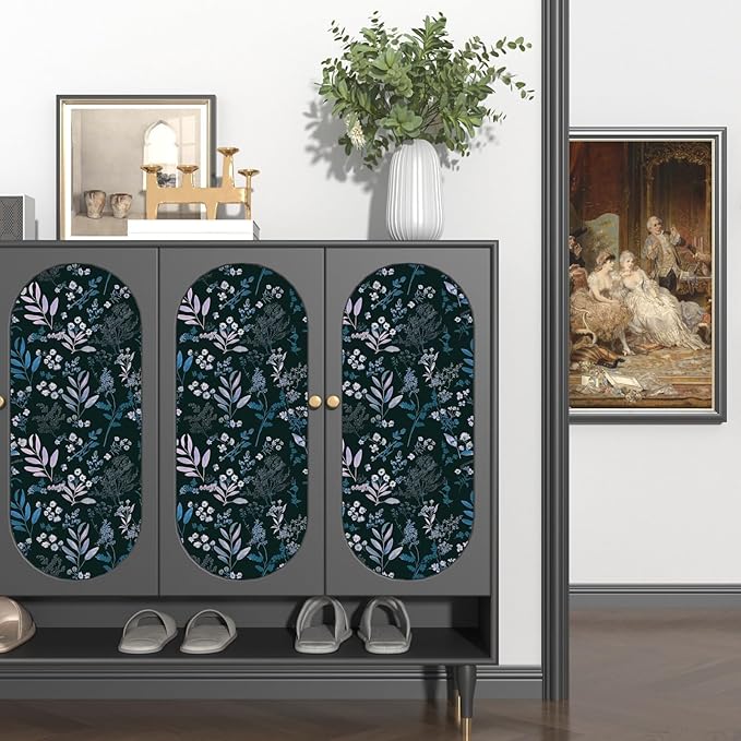 Laatse Vintage Blue Wallpaper Peel and Stick Dark Pink Floral Wallpaper 17.5'' - Image 6