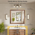 40x38 Inch Bathroom Mirror for Wall, Anti-Rust Walnut Wood Grain Metal Framed - Image 2