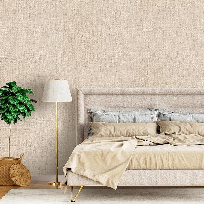 Beige Grasscloth Peel and Stick Wallpaper Textured Contact Paper 15.7inch x - Image 4
