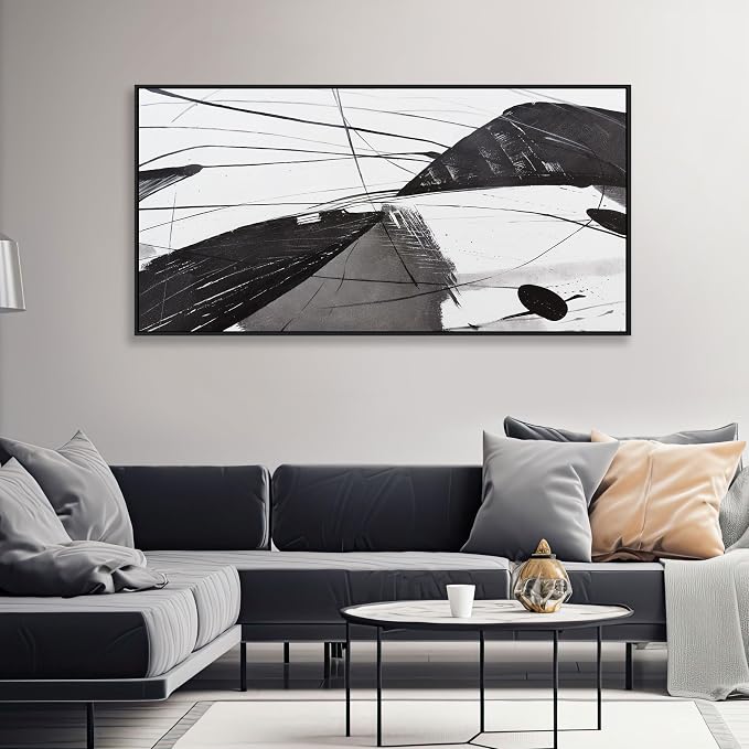 Abstract Wall Art Home Wall Decor Black and White Framed Canvas painting - Image 2