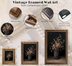 Vintage Gold Framed Wall Art Fall Dried Flowers Antique Vase Country Oil - Image 4