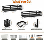 PUSDON 5-in-1 Wide Wall Mount Wrapped Mesh Kitchen Organizer & Shower Caddy Kit - Image 3