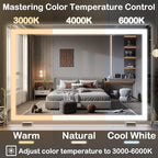 FENNIO Makeup Mirror with Lights 32"x22" ，LED Makeup Mirror ，Large Vanity - Image 2