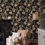 Simon&Siff Vintage Wallpaper Peel and Stick Black Gold Floral Wallpaper - Image 6