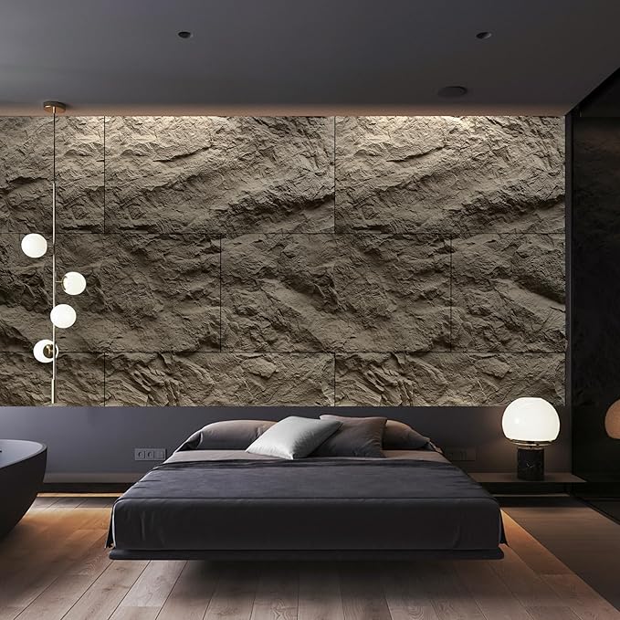 KASARO 3D Faux Stone Wall Panels, Cement Texture Thicker Accent - Image 2
