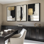 Large Framed Black and White Abstract Wall Art, 3 Piece Modern Canvas Prints - Image 2