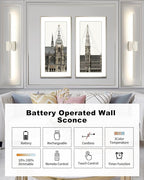 Rayogale Rechargeable Battery Operated Wall Sconce Set of Two, 24 Inch - Image 2