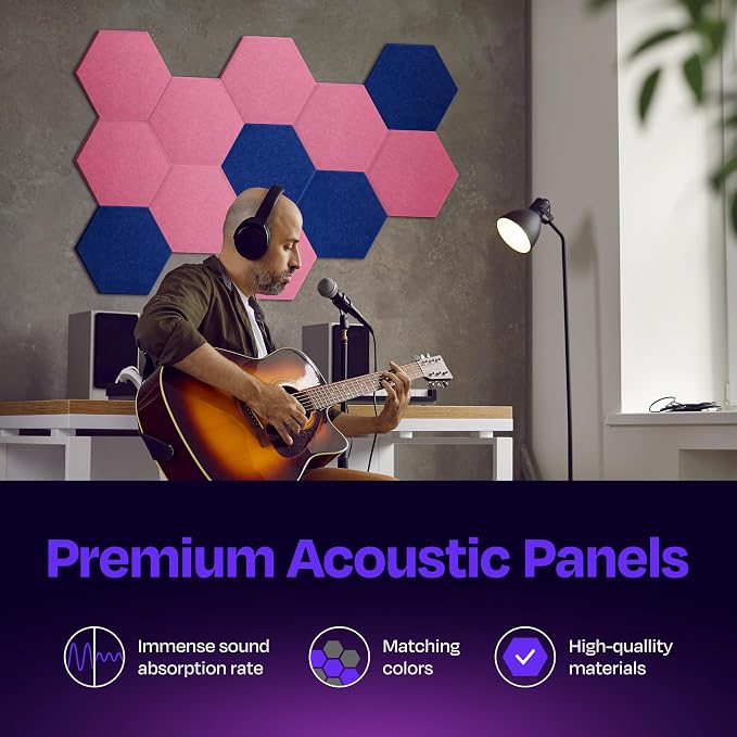 Acoustic Panels 12-Pack Soundproof Wall Panels 12"X10.4"X0.4" Sound Panels High - Image 2