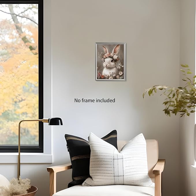WIARTSH Vintage Easter Bunny Wall Art Poster, Cottage Farmhouse Animal Artwork - Image 7