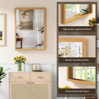 Syndra Natural Wood Frame Bathroom Mirror, 22x30'' Modern Vanity Mirror - Image 3