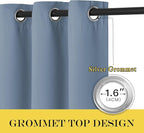 NICETOWN Stone Blue Blackout Curtain 120 inch Length, Grommet Window Treatment - Image 3