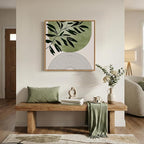 Framed Green Boho Botanical Wall Art, Sage Green Abstract Paintings Artwork - Image 4