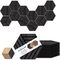 Mollywell Acoustic Panels, PVC Wood-Grain, 14x12 Inch Hexagon Carved Sound by Mollywell
